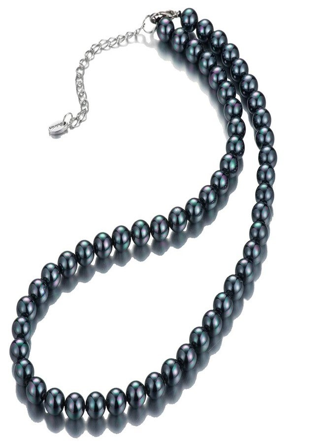 BULINLIN Beaded Strand Pearl Choker Necklace - Fashion Jewelry Birthday Gifts For Women(22-8mm Black) - Image 2